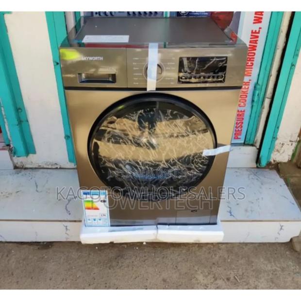 Gray Skyworth 8kg Front Load Washing Machine.