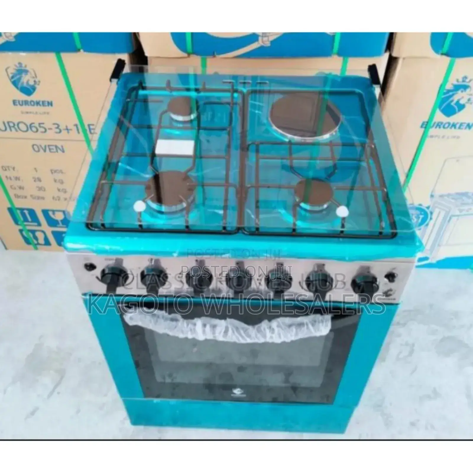 Colour Silver - Euroken 3+1 Standing Cooker