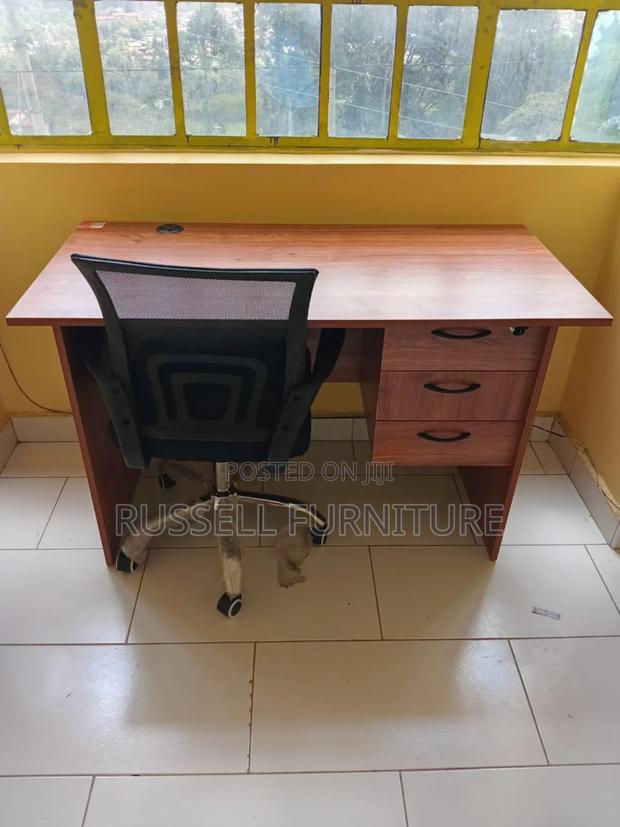 Executive Mesh Office Chair and Brown Study Table