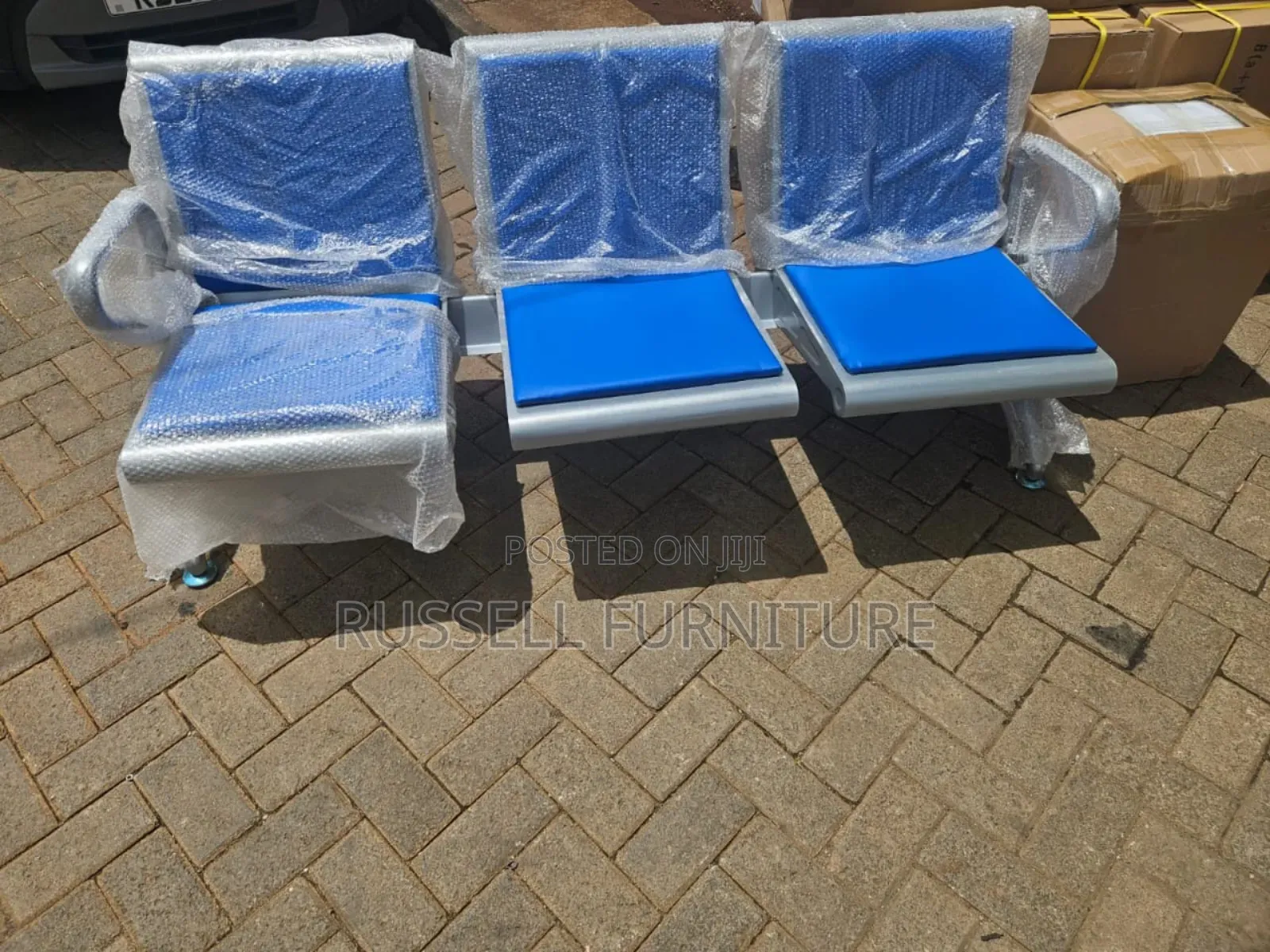 Sky Blue Padded Waiting Chairs