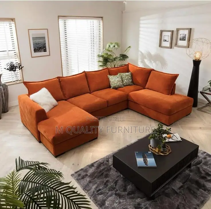 Orange 9 Seater U Shaped Sofa
