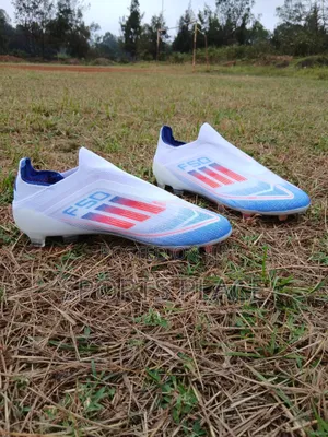 Adidas White Blue Laceless F50 Football Cleats Soccer Boots