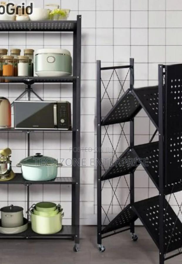 Modern Aesthetic 5 Tier Foldable Kitchen Storage Rack - main view