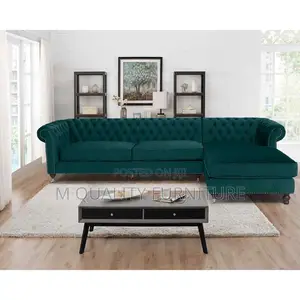Jungle6 Green Seater L Shaped Chesterfield Sofa