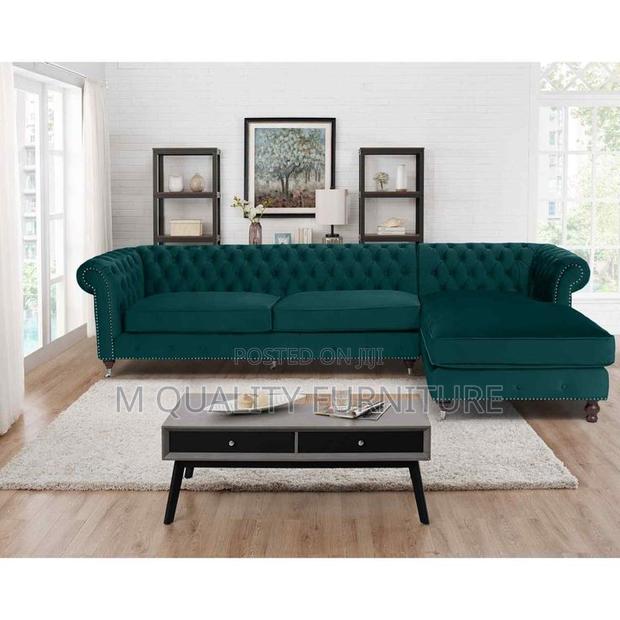 Jungle6 Green Seater L Shaped Chesterfield Sofa
