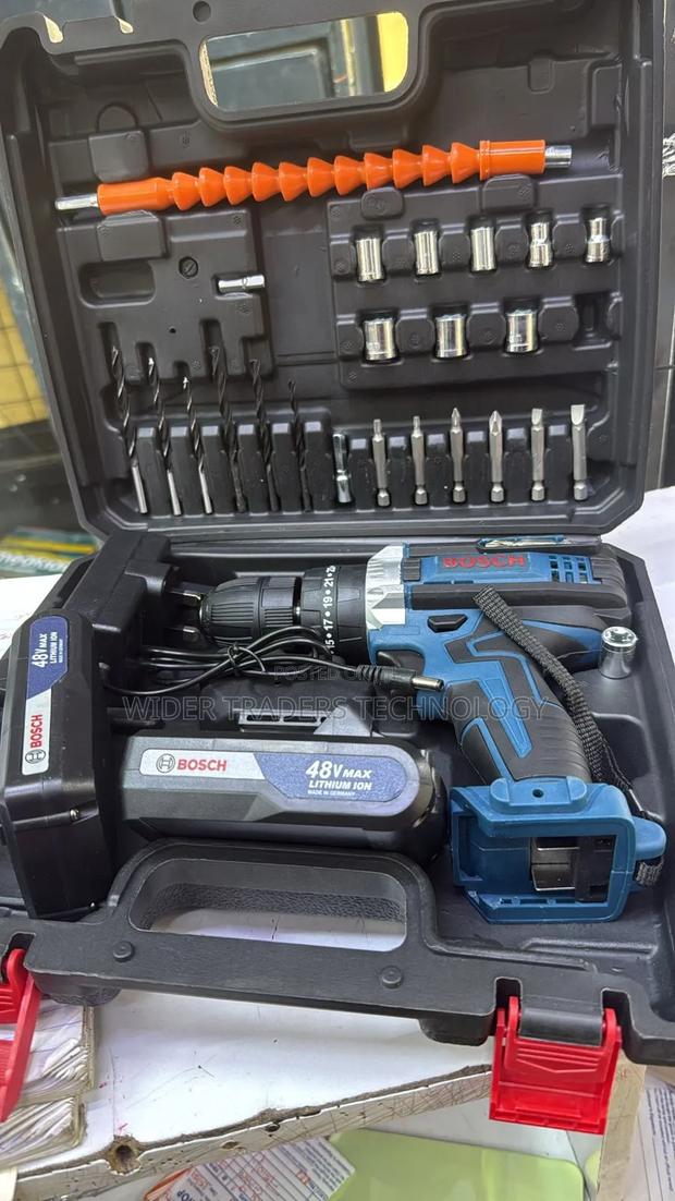 Bosch 48v Cordless Drill With 2 Battery Bits, Accessories