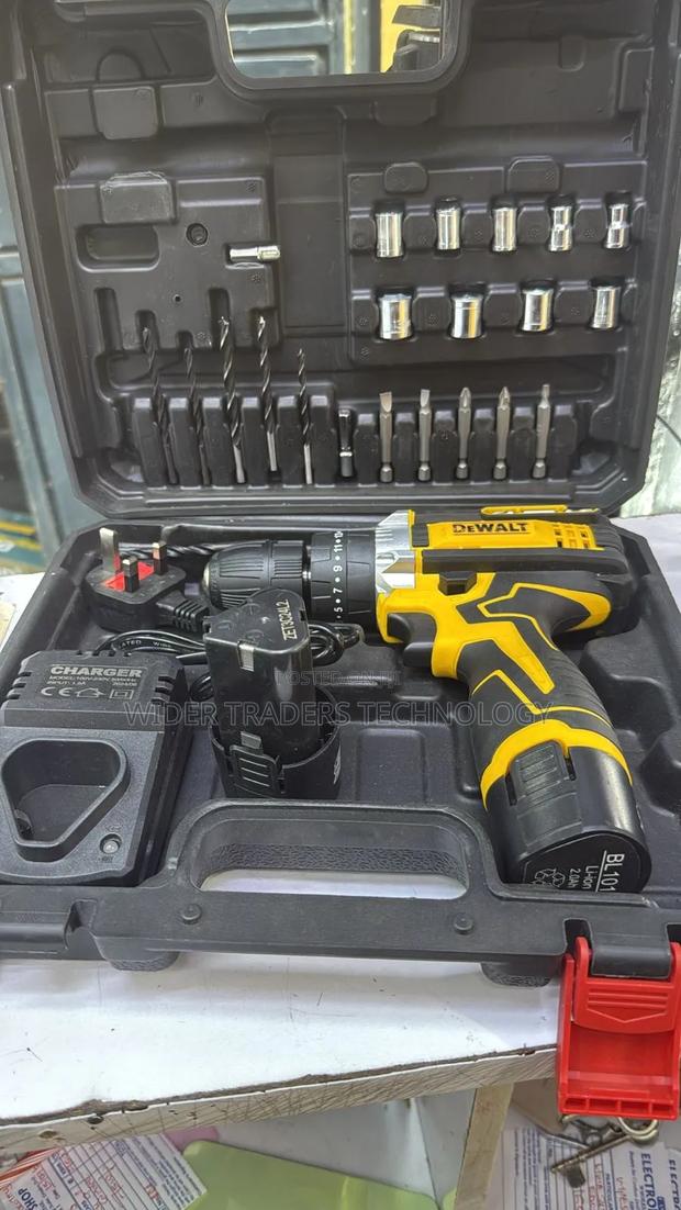 Dewalt 48v Cordless Drill With 2 Battery Bits, Accessories