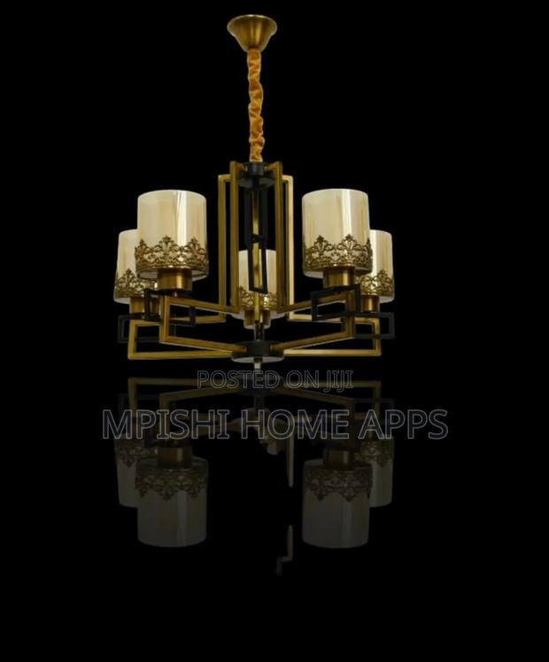 Classic Brass 5 Arm Ceiling Hanging Chandelier - thumbnail 2