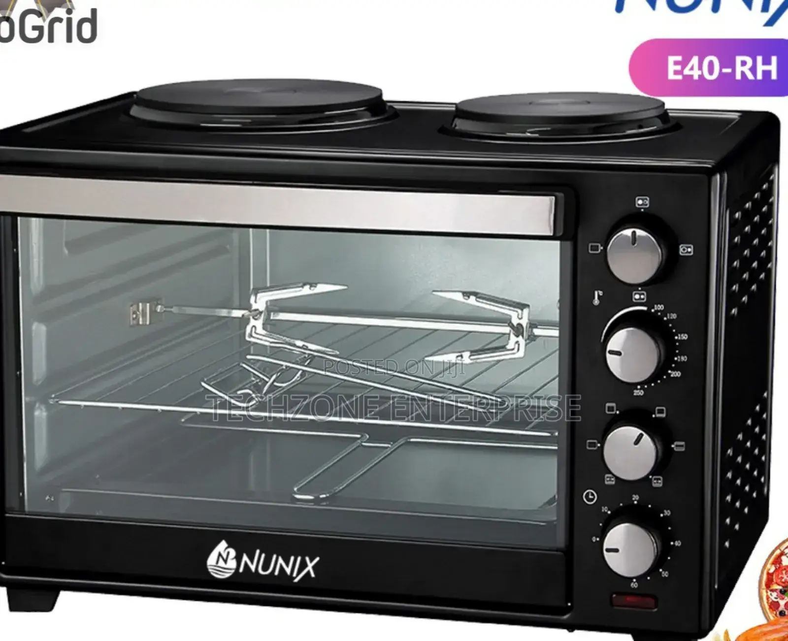 Nunix 40l Rotisserie Oven With Double Hot Plate