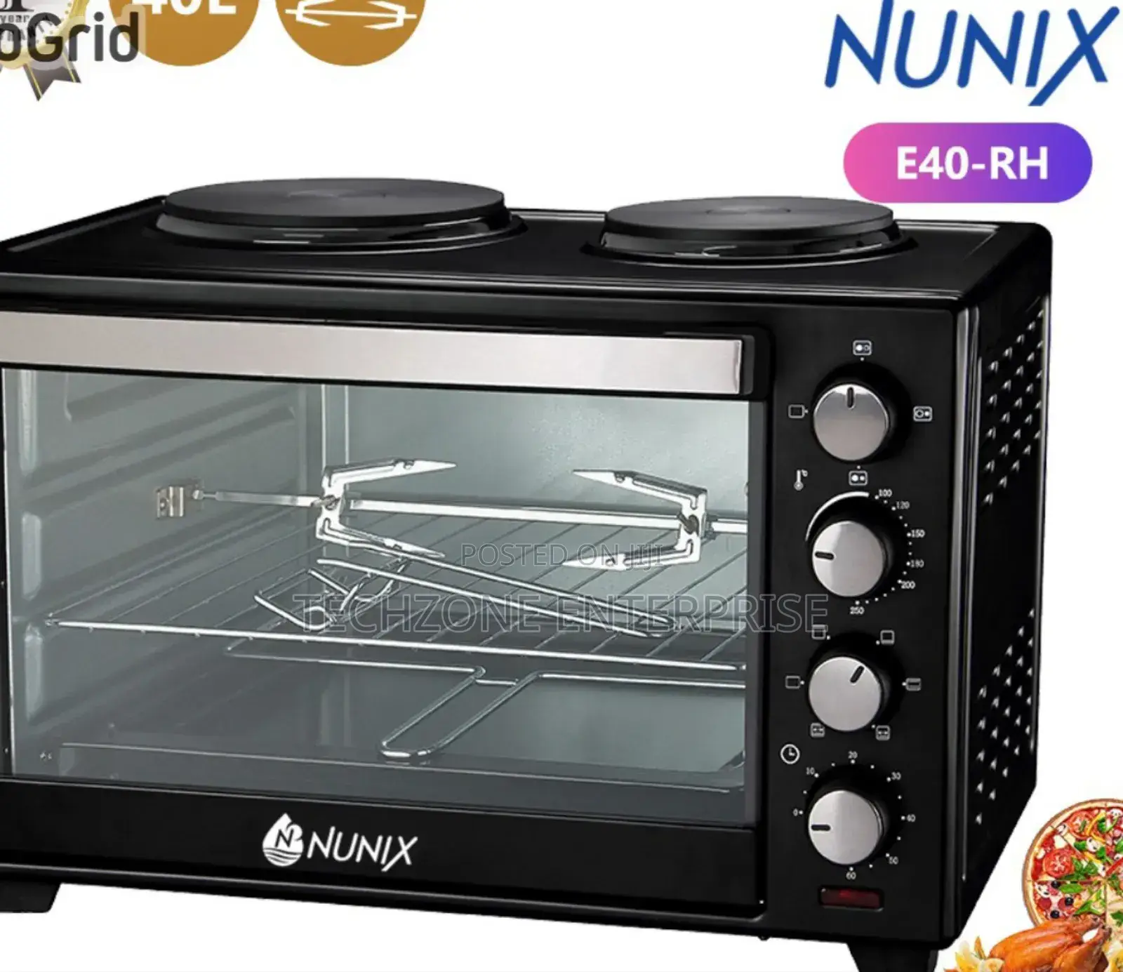 Nunix 40 Litres Rotisserie Oven With Double Hot Plate