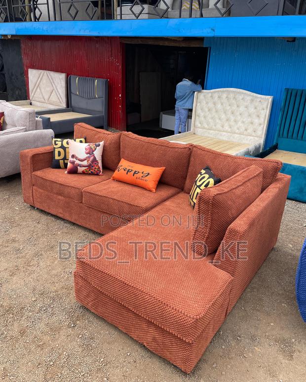 Brown 6 Seater Normal L Seat Sofa