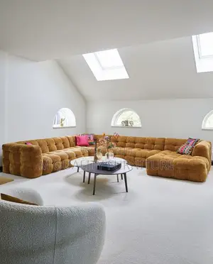 Brown 9 Seater U Shaped Bubble Sofa