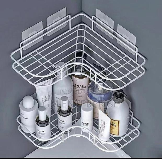 Metallic Corner Triangular Bathroom | Kitchen Organizer.