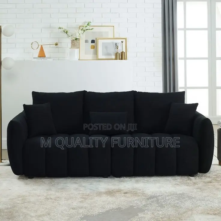 Black 3 Seater Modern Sofa