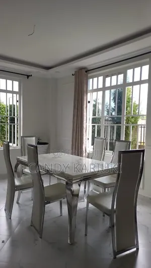Sparkling White Pure Marble 6 Seater Dining Table Set