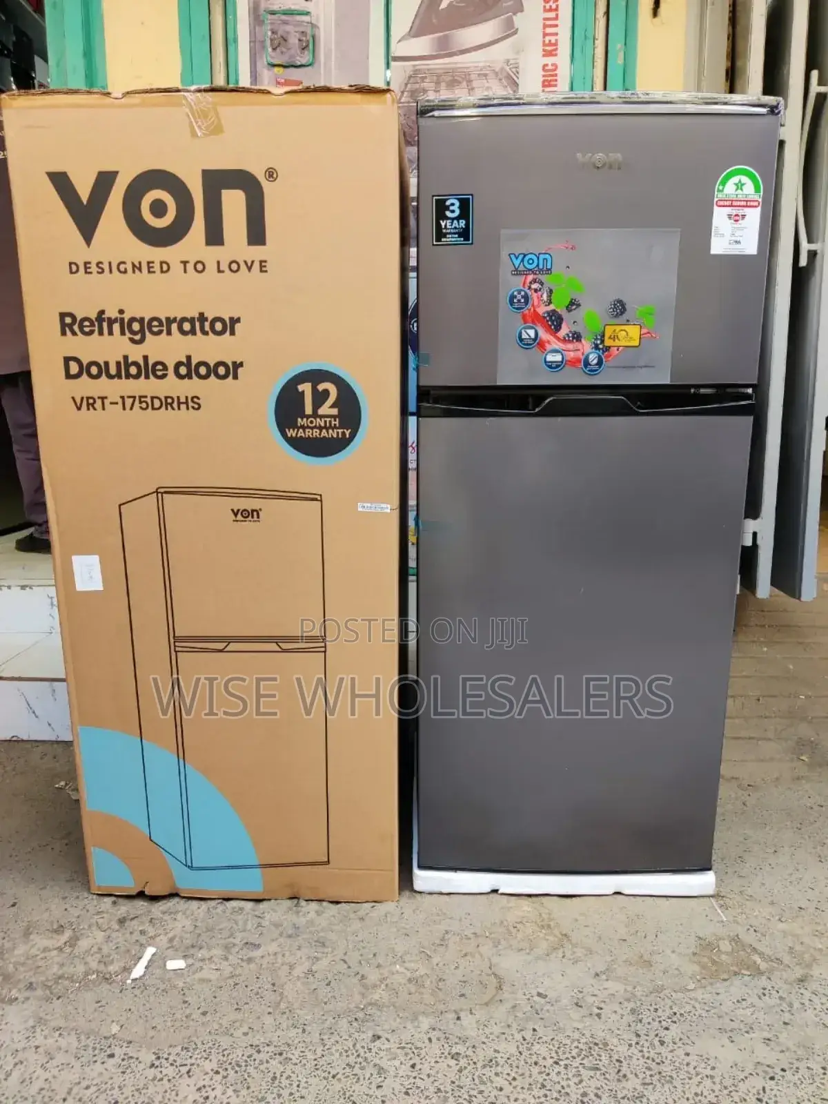 *Von Double Door Fridge 175litres Direct Cool