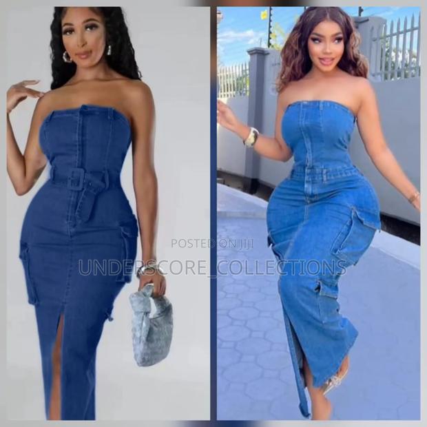 High Quality Denim Pockes Dress - thumbnail 2