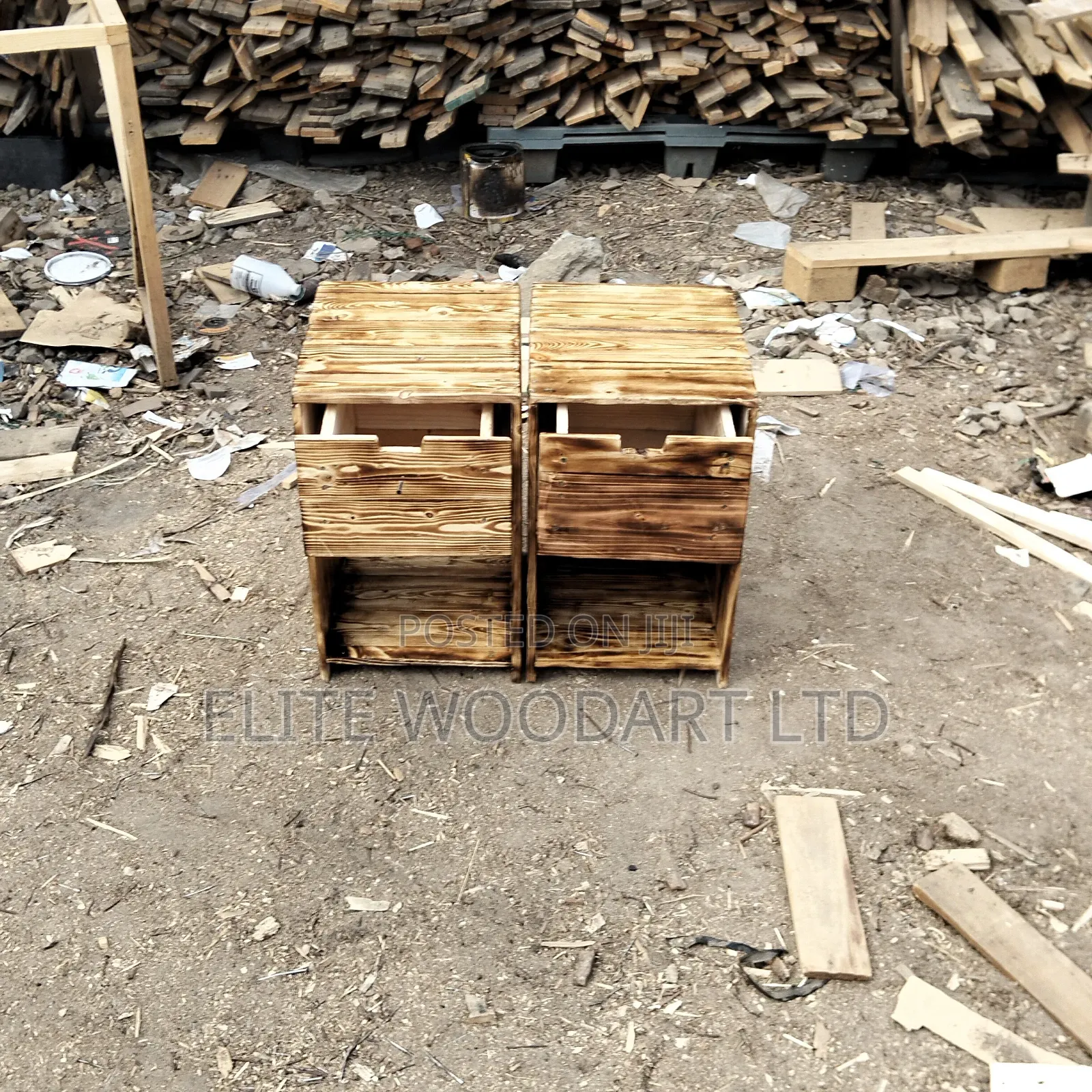 Solid Wood Rustic Night Stand/Side Bed Cabinet