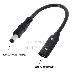 Usb Type C Female to 5.5x2.1mm Pd Charger Cable Power Cable