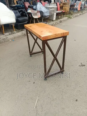 Console Wooden Table, With Powder Coated Frame 