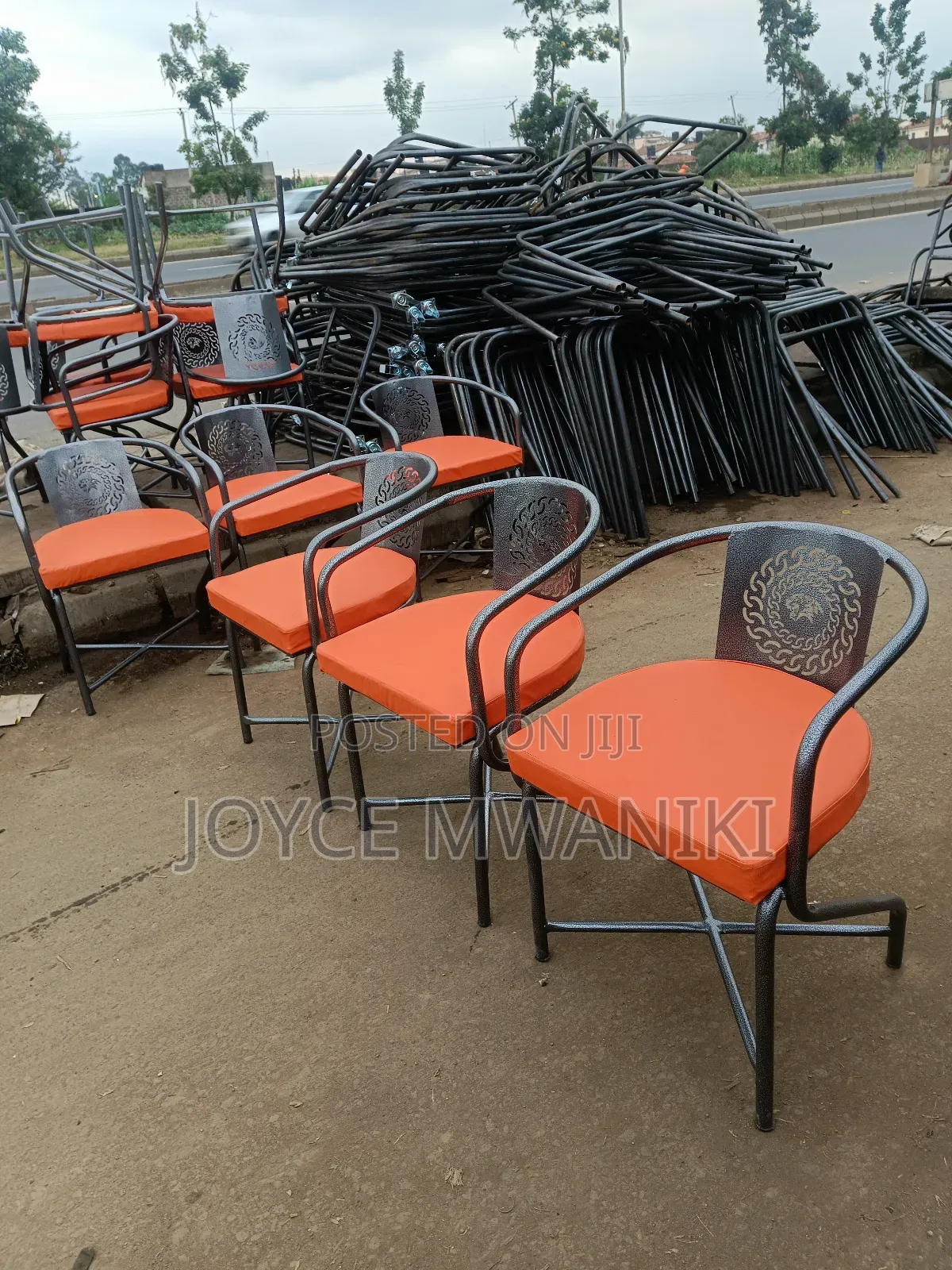 Powder Coated Restaurant Orange Chairs 