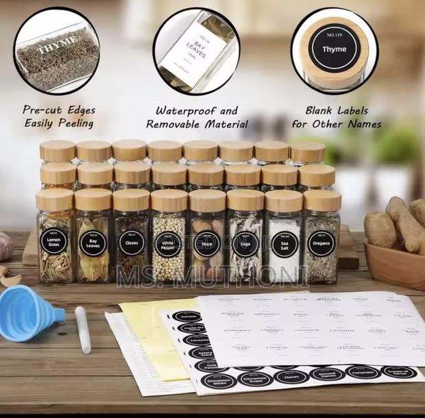 Aesthetic Premium Thick Glass Spice Jars With Bamboo Lid