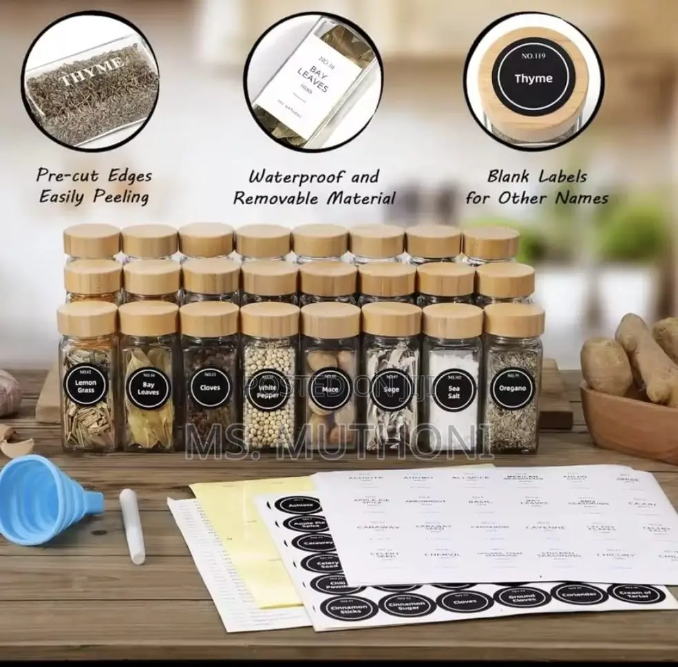Aesthetic Premium Thick Glass Spice Jars With Bamboo Lid 