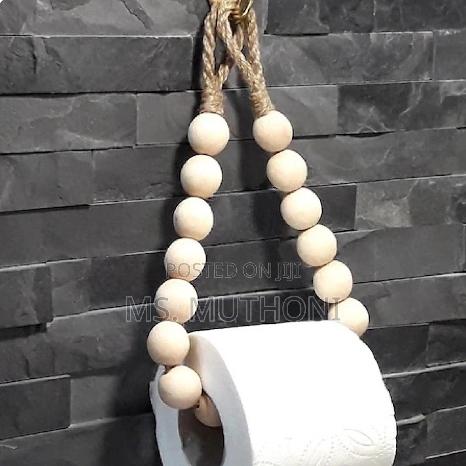 Creative Natural Wood Beaded Toilet Paper Roll Holder*