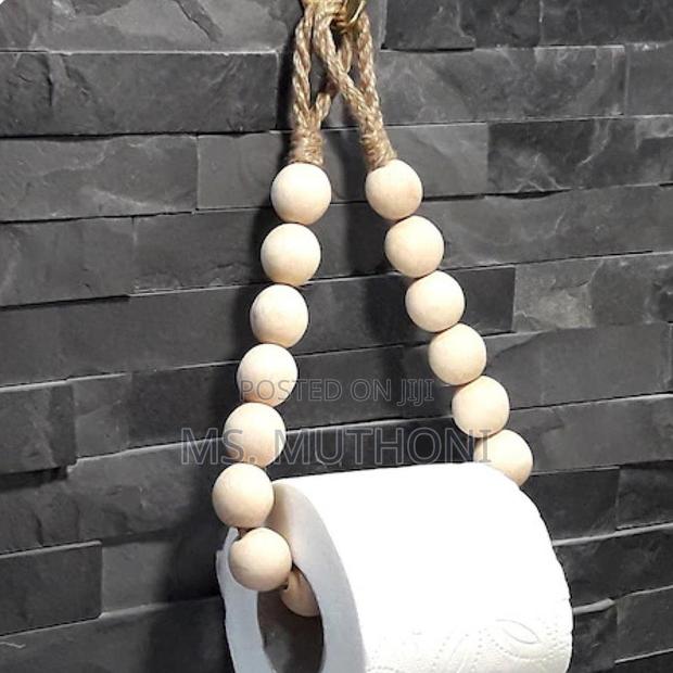Creative Natural Wood Beaded Toilet Paper Roll Holder*