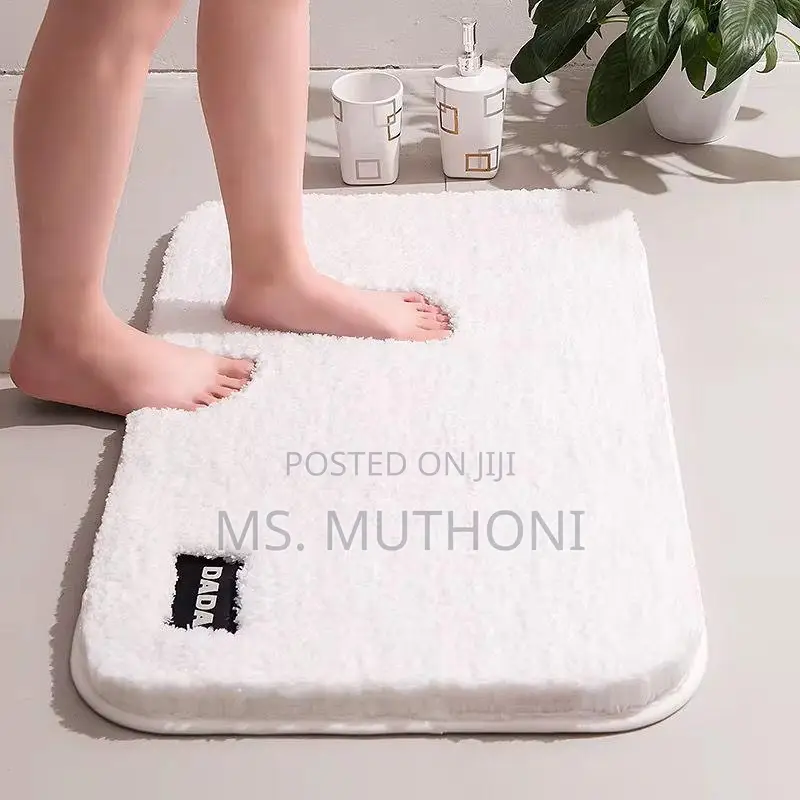Plain Color Bathroom Mat Rubber Bottom Super Absorbent