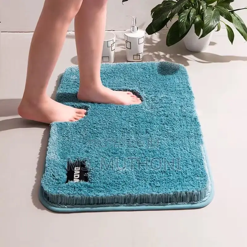 Plain Color Bathroom Mat Rubber Bottom Super Absorbent