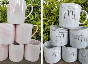 Ceramic Assorted Cups (3pink+3grey) 6pcs Set