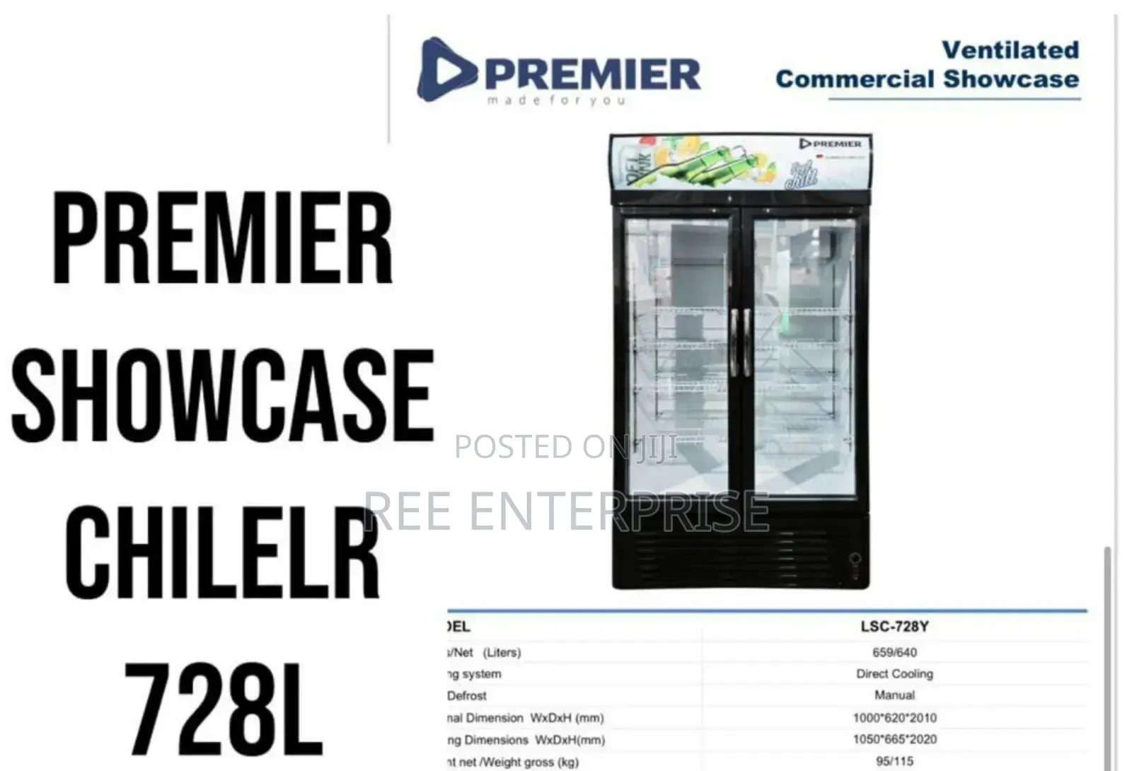728litres Premier Showcase Chiller