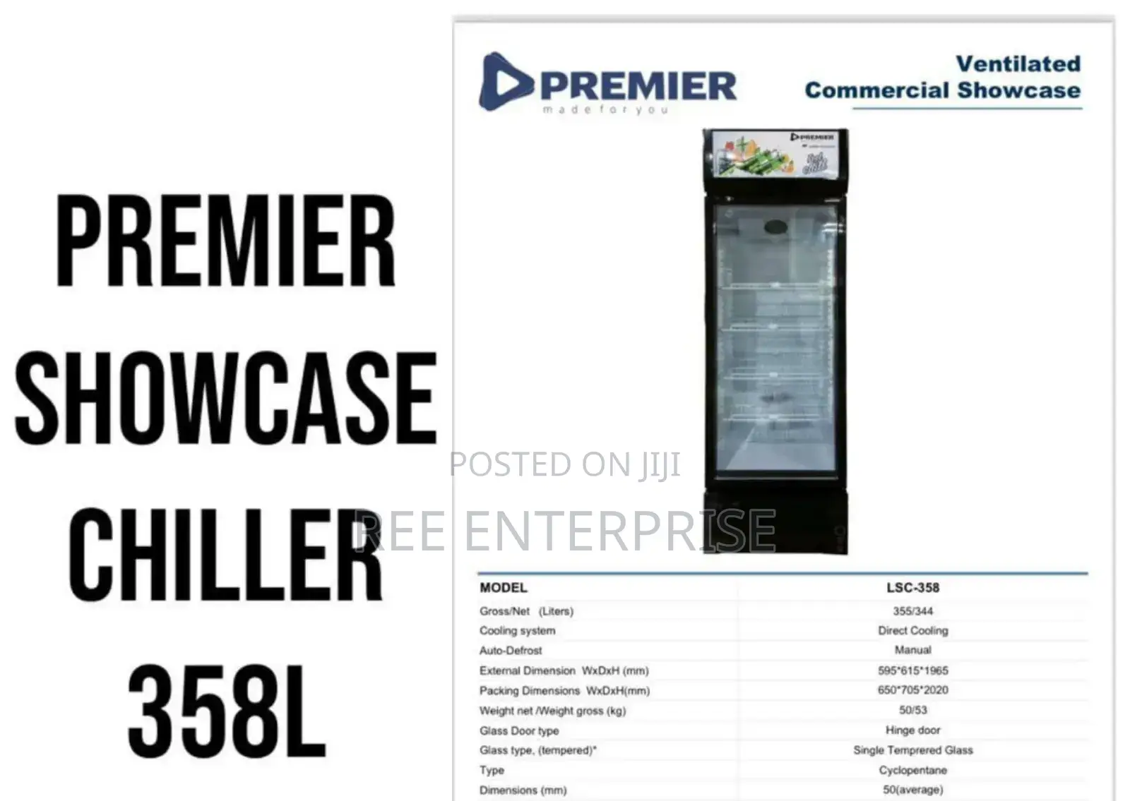 Premier Showcase Chiller 358litres