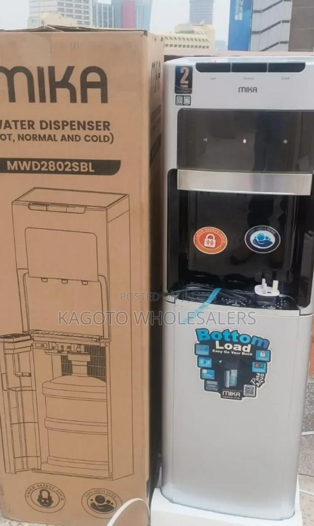 Mika Bottom Load 3 Taps Dispenser Black and Silver Md3td