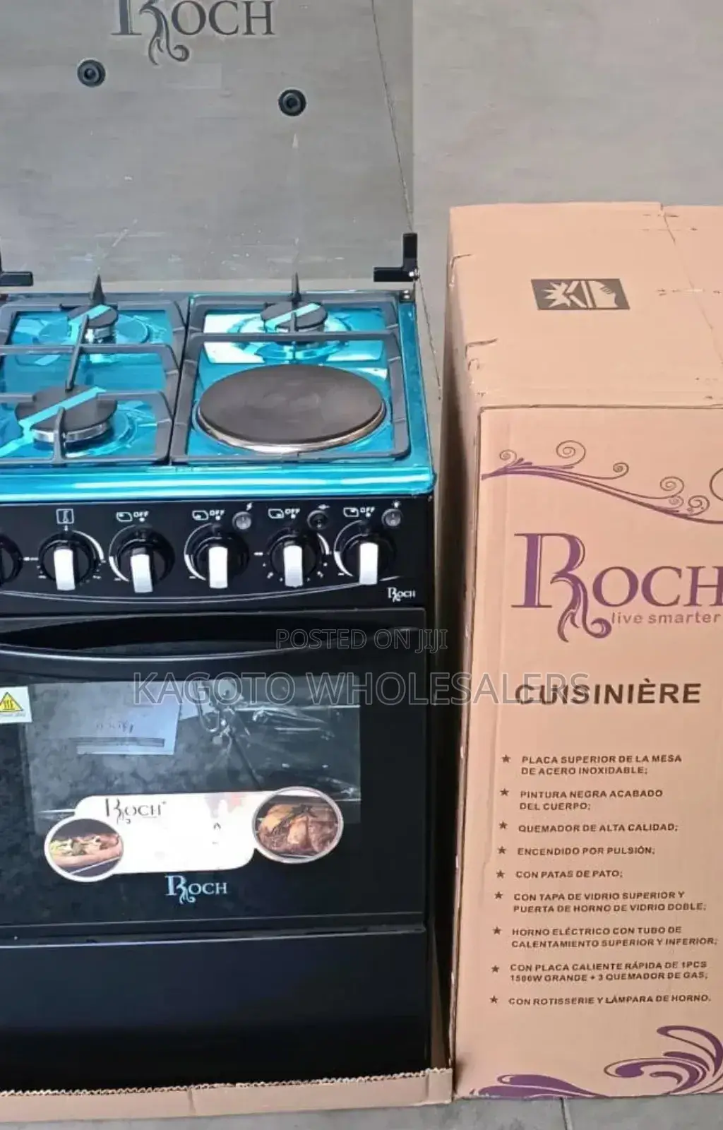 Roch Black 50×55 Standing 3+1 Gas Cooker R50/3g