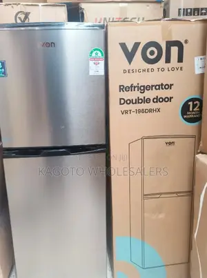 Von 195l Double Door Refrigerator Silver VRT-195/Dd
