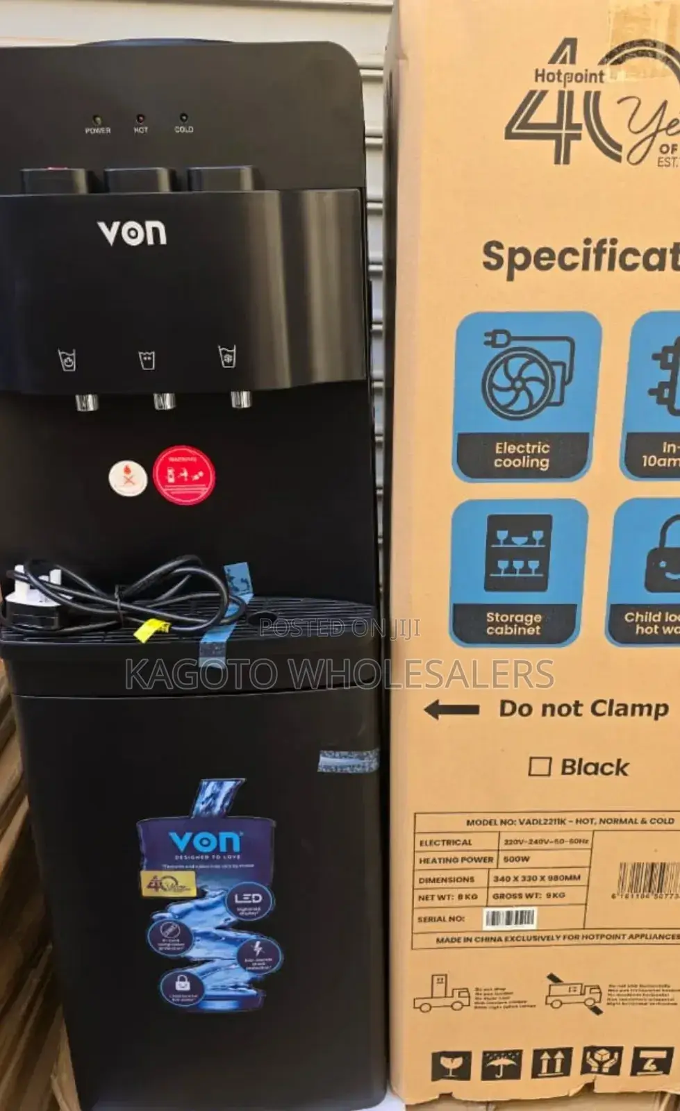 Von Hot Normal and Cold 3 Taps Water Dispenser VRT-3t