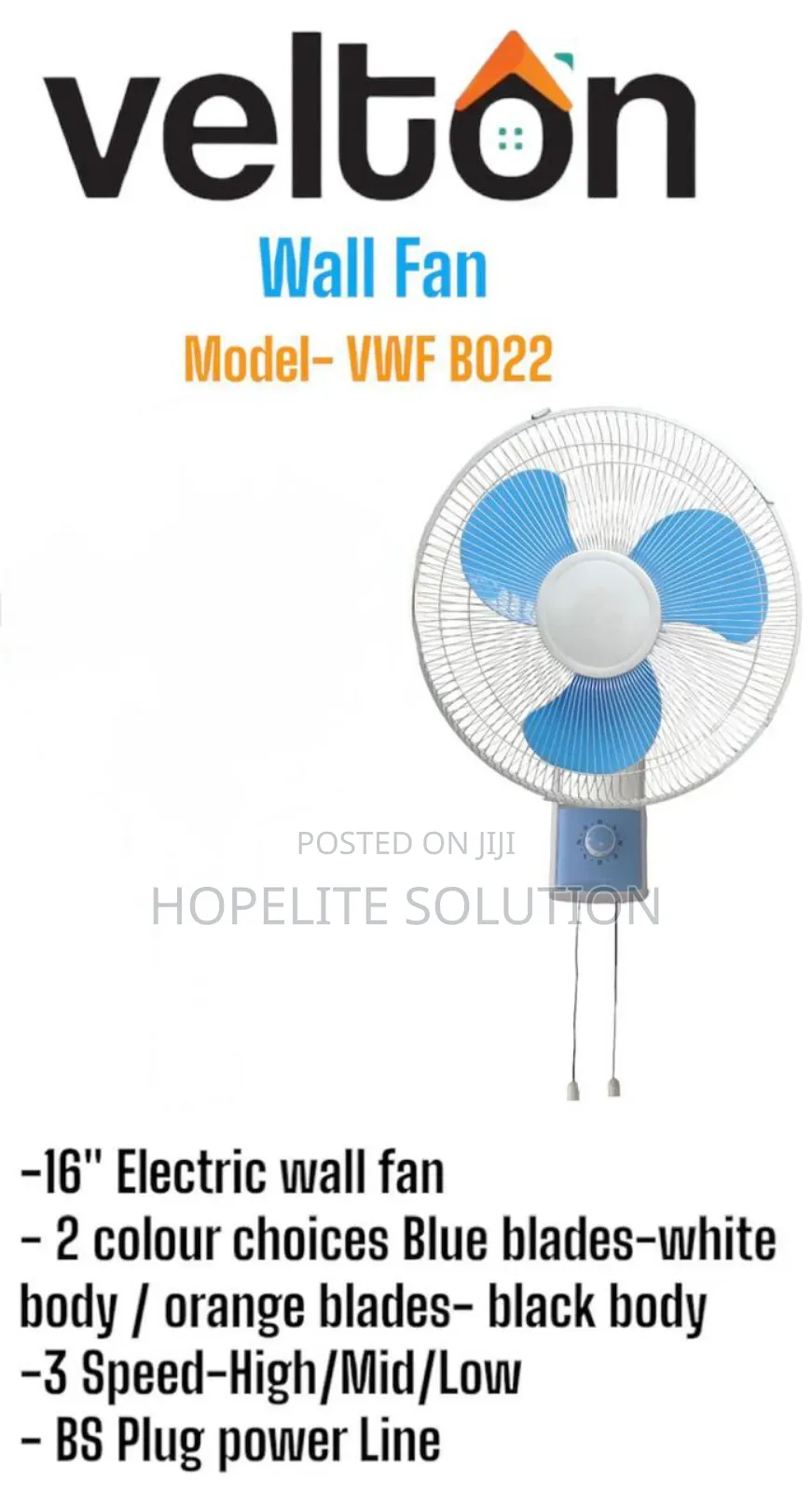 Velton Wall Fan Available
