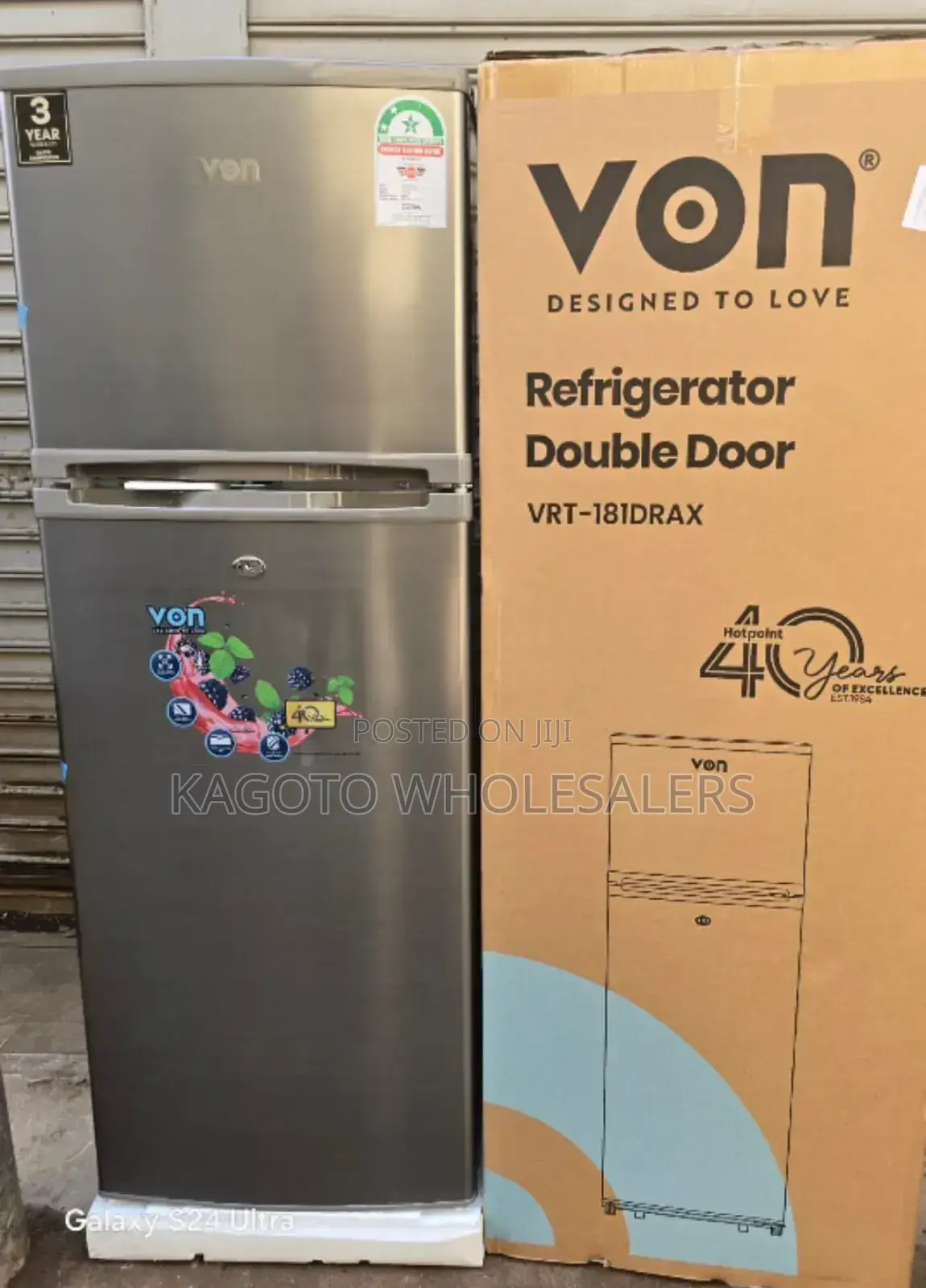 Von Vr-181ax Two Door Fridge 181litres Refrigerator