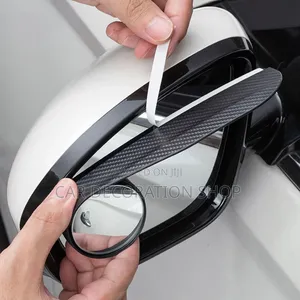 2x Side Mirror Rain Eyebrow Guard + Round Blind Spot Mirror