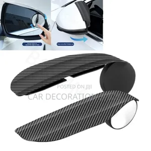2x Side Mirror Rain Eyebrow Guard + Round Blind Spot Mirror