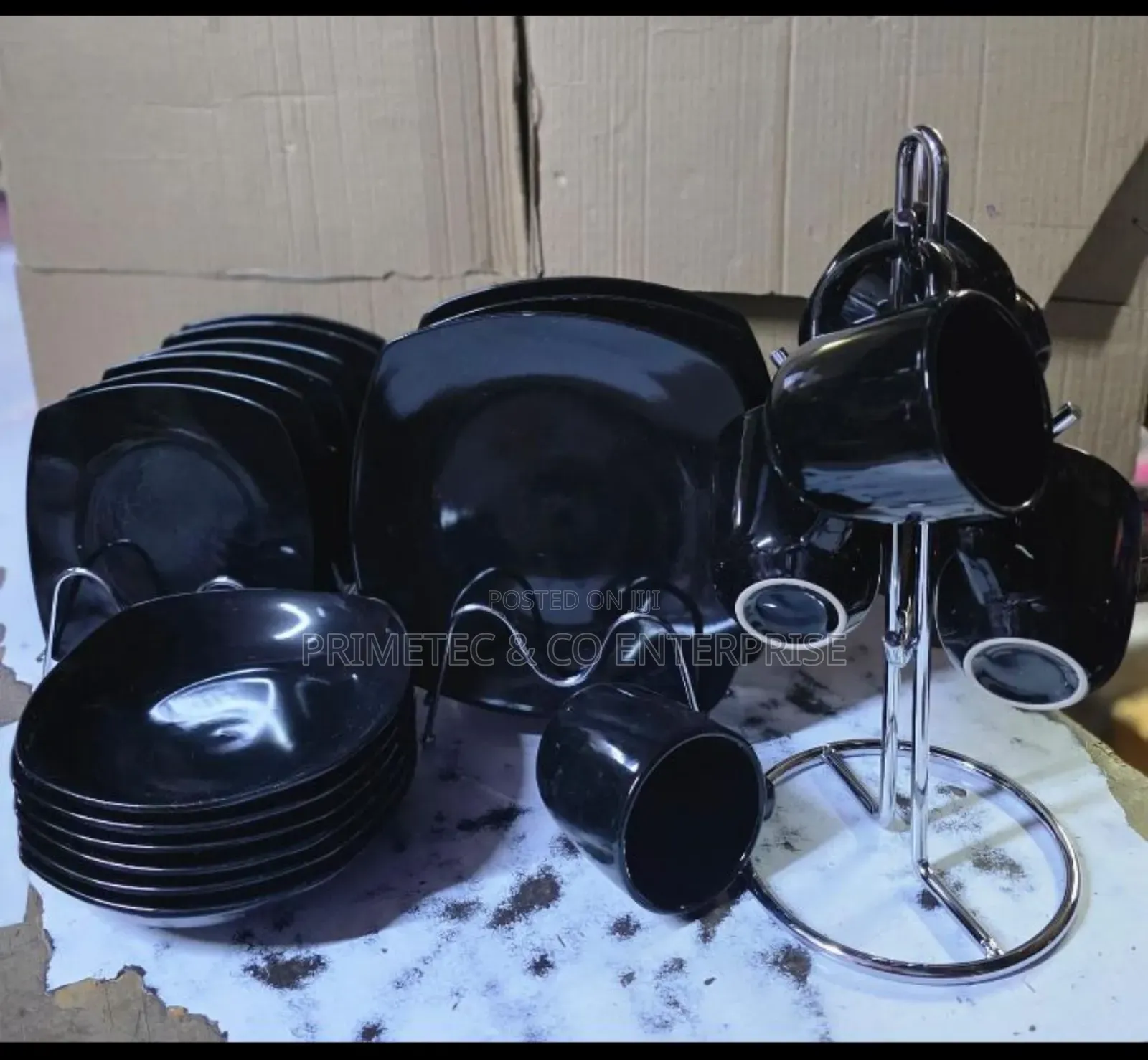 24 PCS Black Square Shape Dinner Set