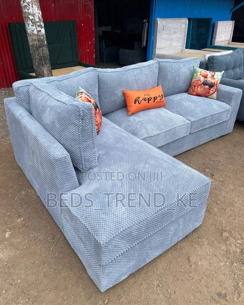Gray 6 Seater L Seat Sofa