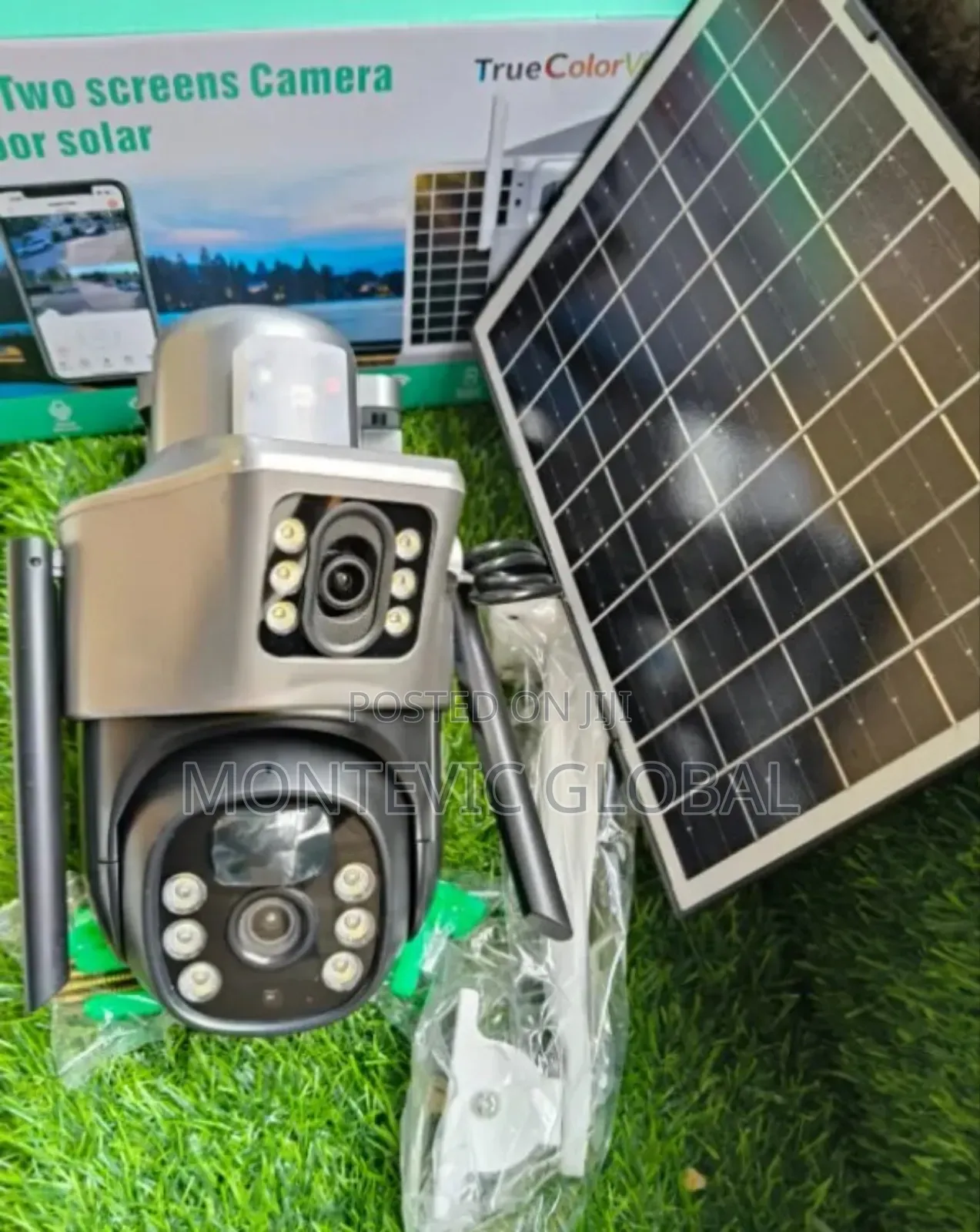 Two Screens CCTV Camera Outdoor Solar