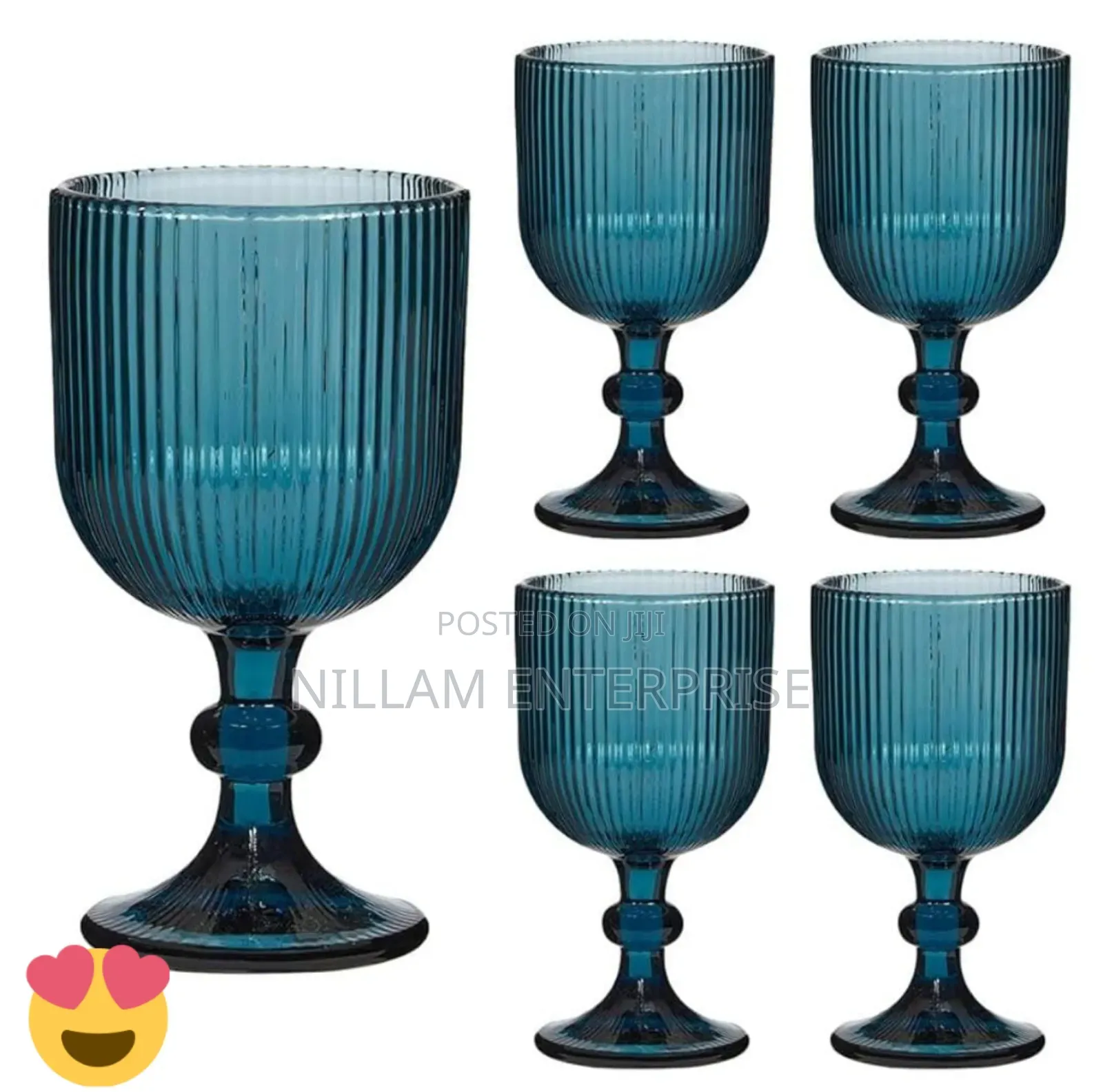 6pcs Coloured Ribbed Wine Glasses
