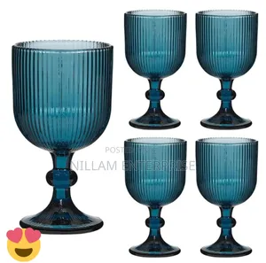 6pcs Coloured Ribbed Wine Glasses