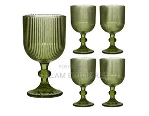 6pcs Coloured Ribbed Wine Glasses