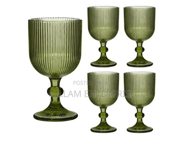 6pcs Coloured Ribbed Wine Glasses - thumbnail 4