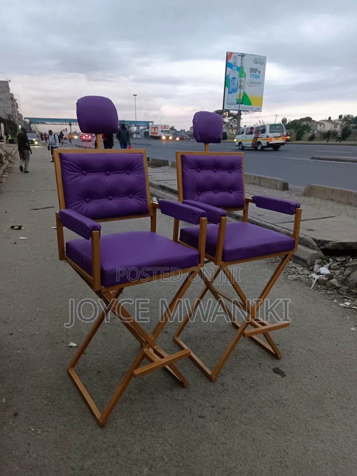 Purple Leather and Gold, Makeup Chair 